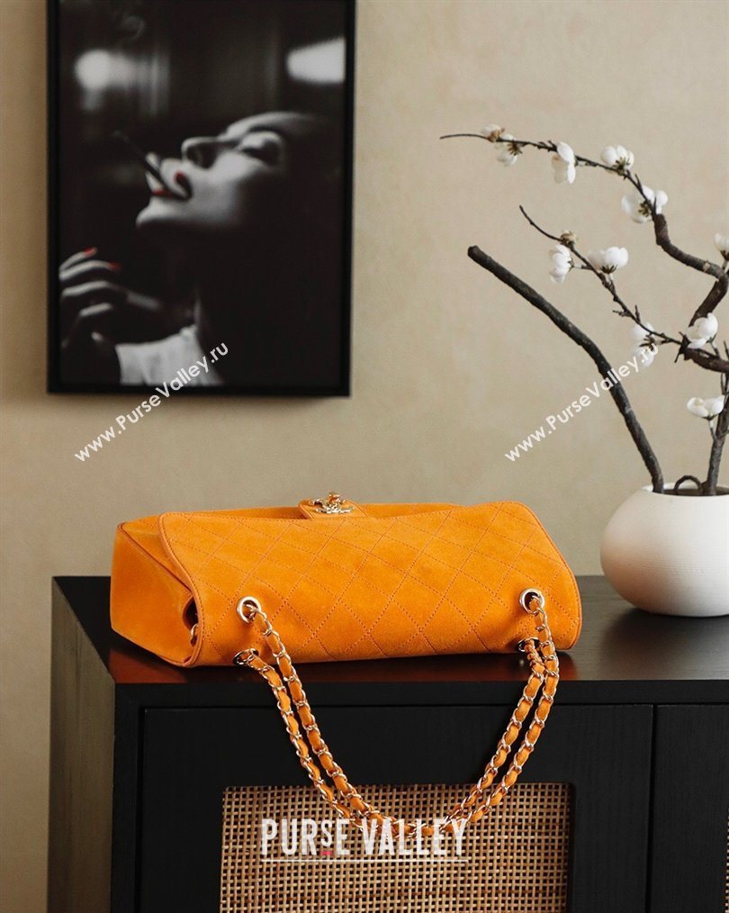 Chanel Matthieu Blazy Flap Bag in Quilted Suede Orange 2026 CH020301 (yezi-260203050)