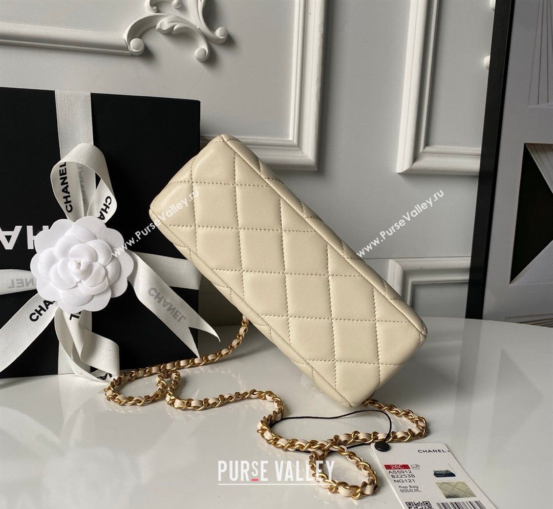 Chanel Lambskin Leather Pearls Clutch with Chain Light Beige 2026 AS5912 (SSZ-260203044)