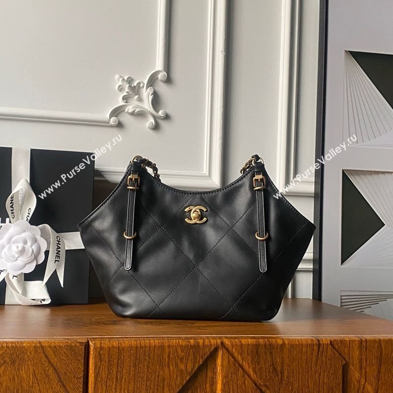 Chanel Calfskin Leather Small Shopping Tote Bag Black 2026 AS6015 (yezi-260204016)