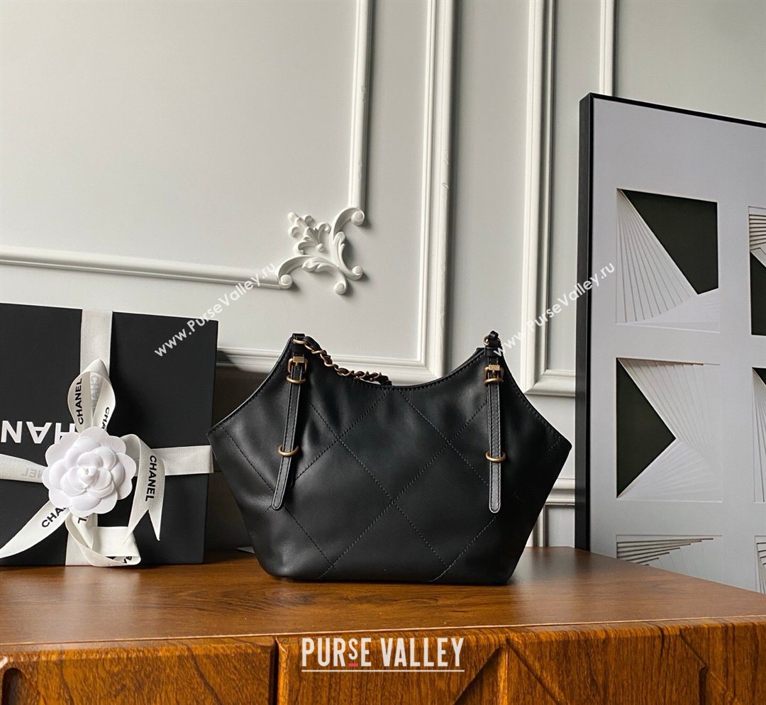 Chanel Calfskin Leather Small Shopping Tote Bag Black 2026 AS6015 (yezi-260204016)