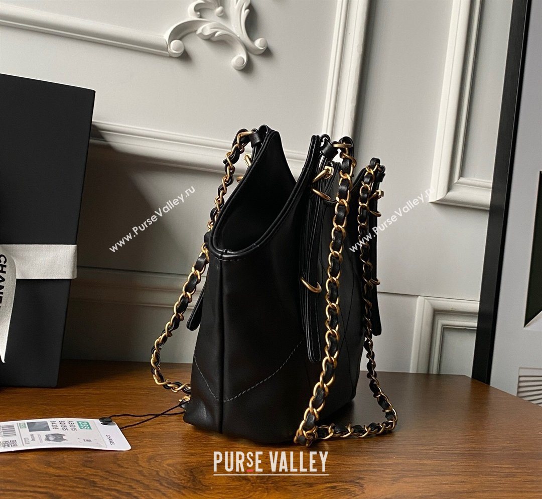 Chanel Calfskin Leather Small Shopping Tote Bag Black 2026 AS6015 (yezi-260204016)