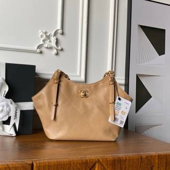 Chanel Calfskin Leather Small Shopping Tote Bag Beige 2026 AS6015 (yezi-260204017)