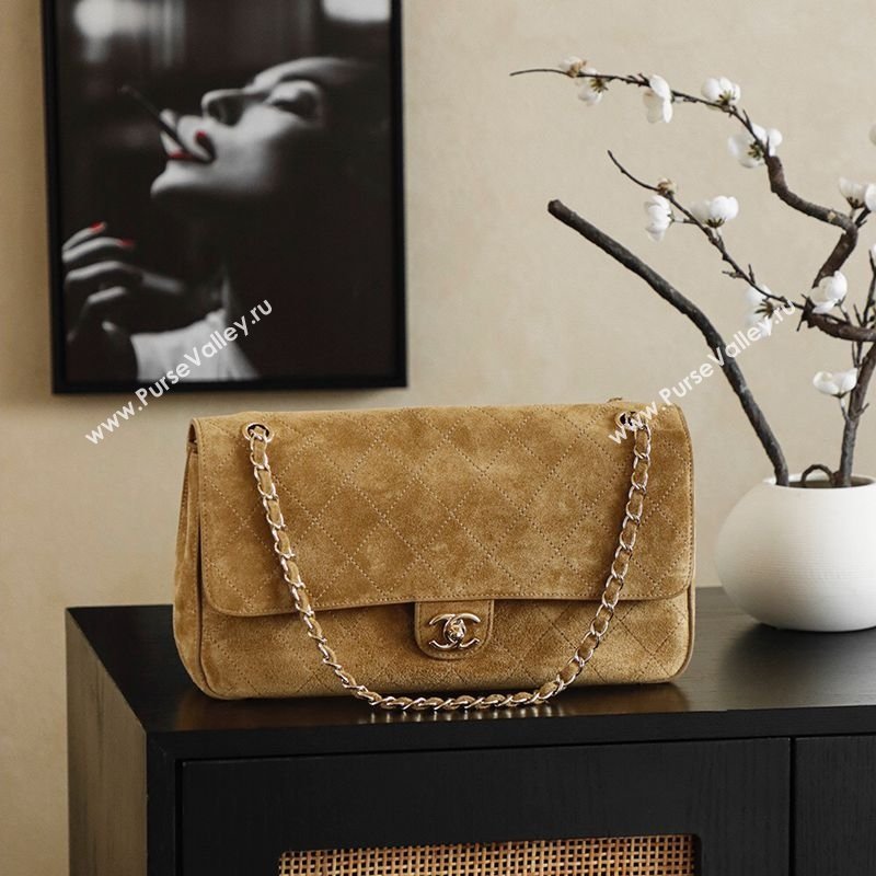 Chanel Matthieu Blazy Flap Bag in Quilted Suede Light Brown 2026 CH020301 (yezi-260203051)