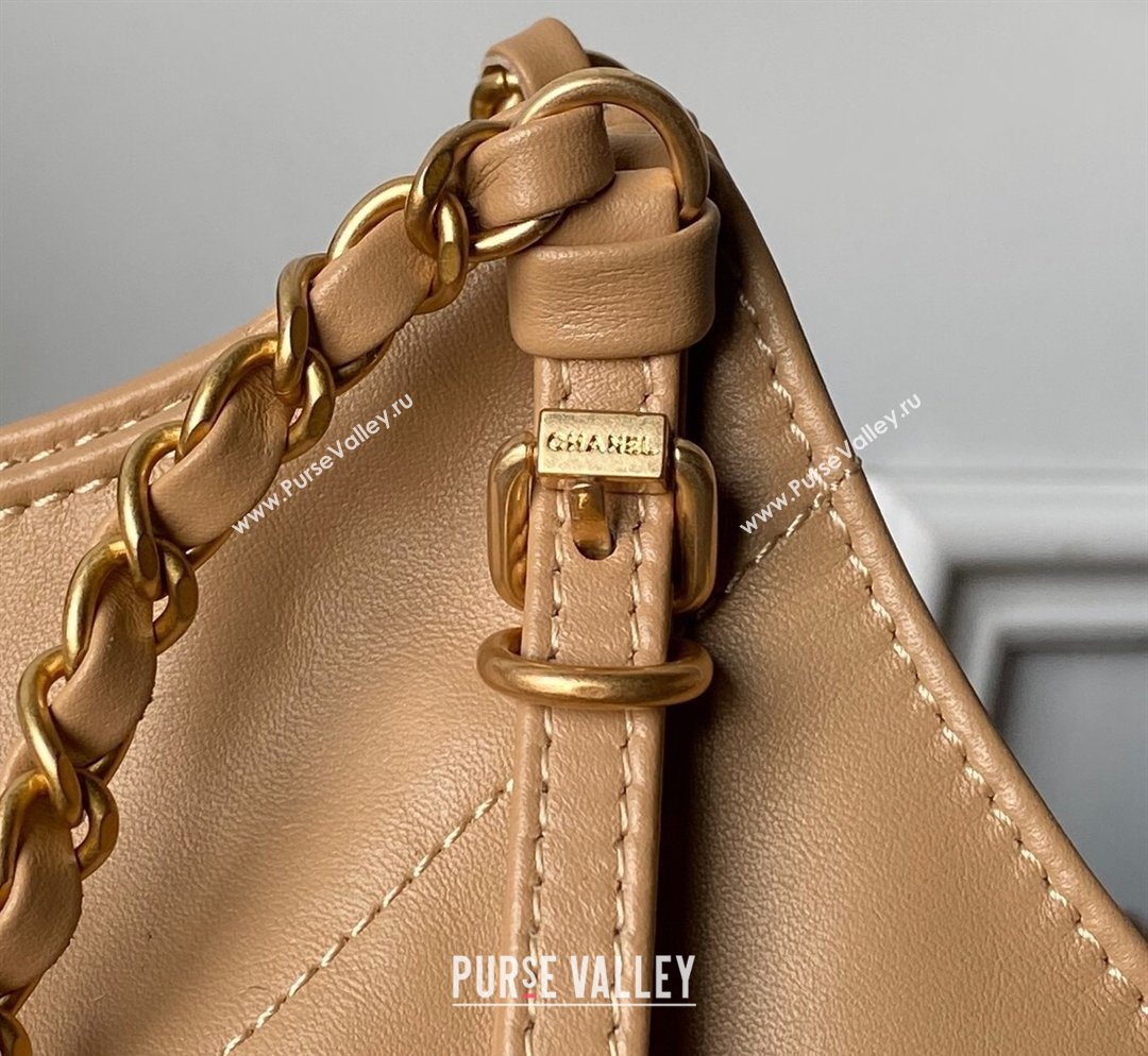 Chanel Calfskin Leather Small Shopping Tote Bag Beige 2026 AS6015 (yezi-260204017)
