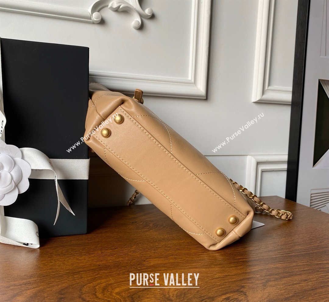 Chanel Calfskin Leather Small Shopping Tote Bag Beige 2026 AS6015 (yezi-260204017)