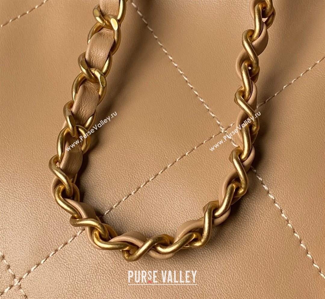 Chanel Calfskin Leather Small Shopping Tote Bag Beige 2026 AS6015 (yezi-260204017)