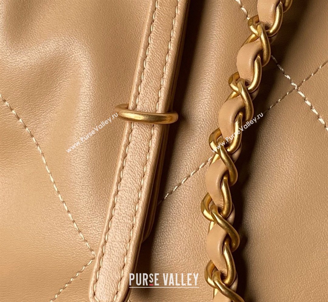 Chanel Calfskin Leather Small Shopping Tote Bag Beige 2026 AS6015 (yezi-260204017)