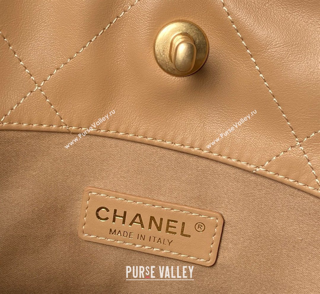 Chanel Calfskin Leather Small Shopping Tote Bag Beige 2026 AS6015 (yezi-260204017)