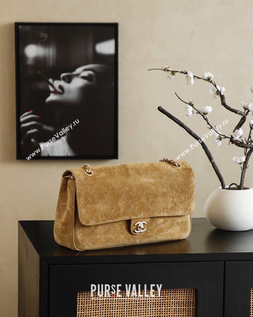 Chanel Matthieu Blazy Flap Bag in Quilted Suede Light Brown 2026 CH020301 (yezi-260203051)