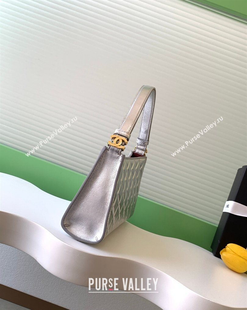 Chanel Lambskin Leather Hobo Bag Silver 2026 AS6045 (yezi-260204024)