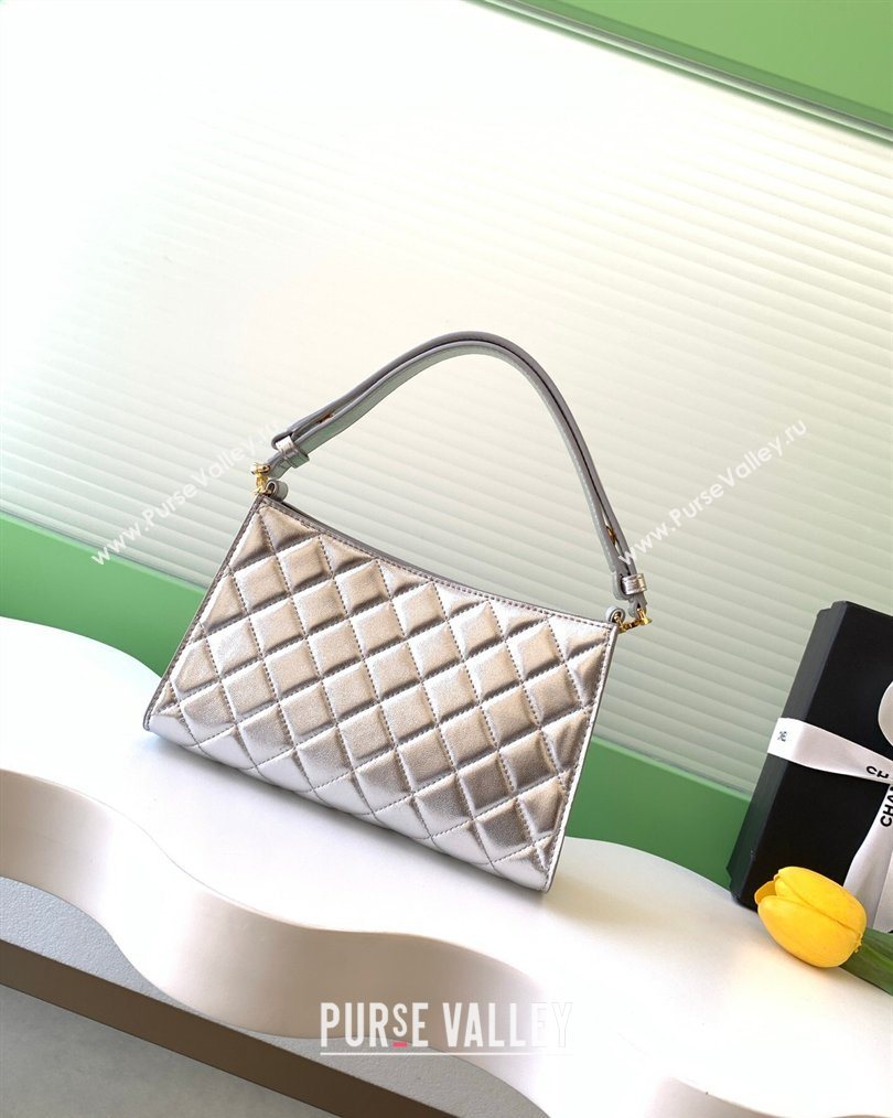 Chanel Lambskin Leather Hobo Bag Silver 2026 AS6045 (yezi-260204024)