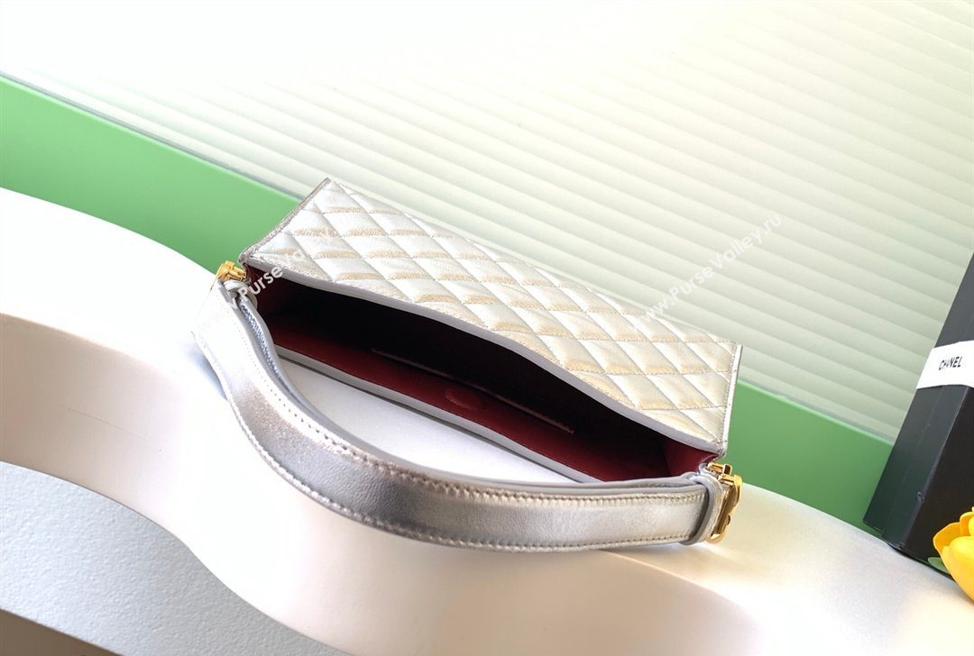 Chanel Lambskin Leather Hobo Bag Silver 2026 AS6045 (yezi-260204024)