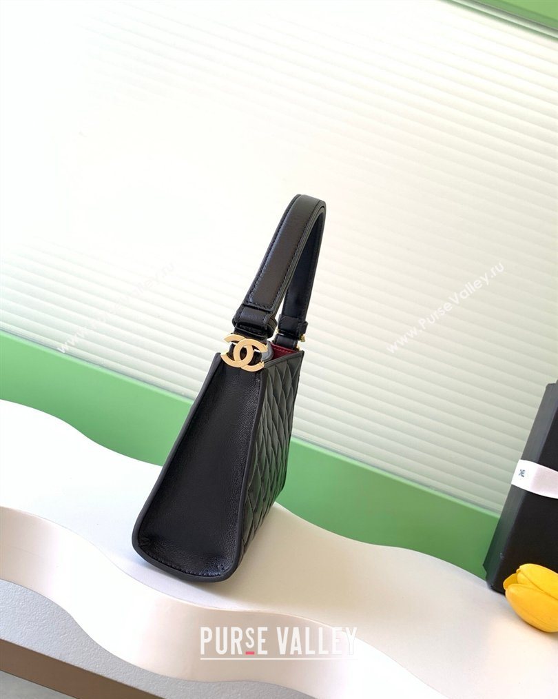 Chanel Lambskin Leather Hobo Bag Black 2026 AS6045 (yezi-260204025)