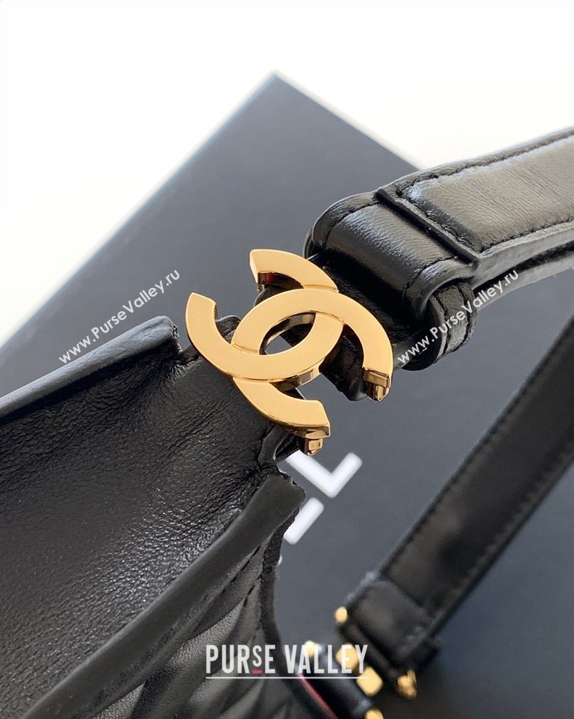 Chanel Lambskin Leather Hobo Bag Black 2026 AS6045 (yezi-260204025)