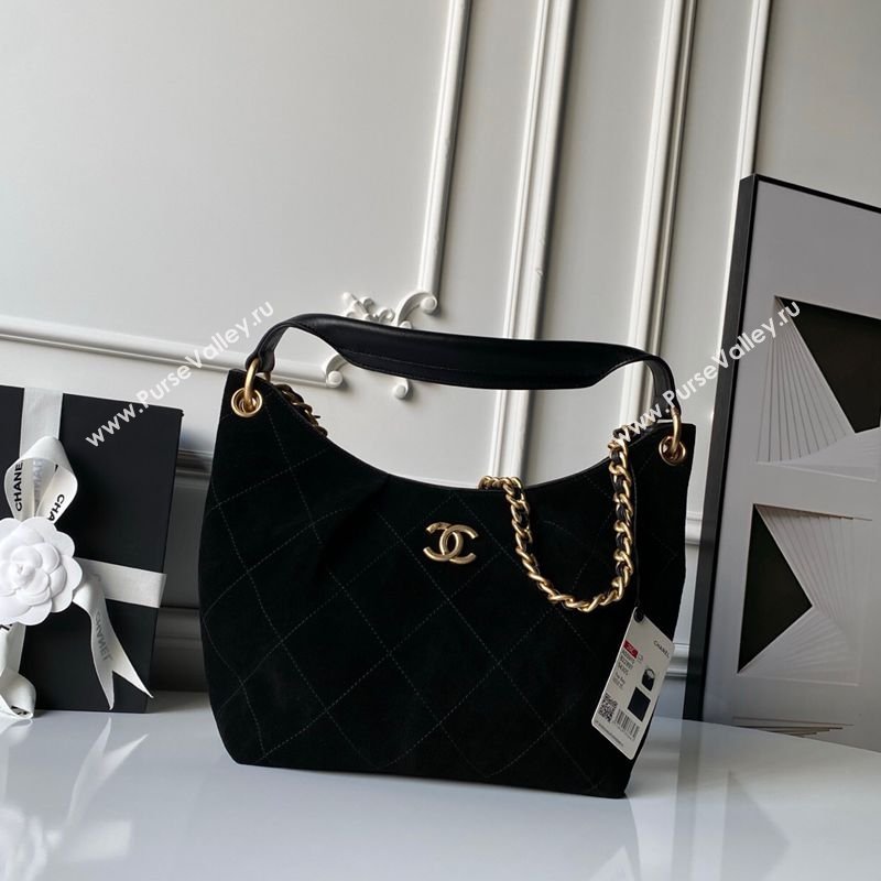 Chanel Suede Small Hobo Bag Black 2026 AS5970 (yezi-260204004)