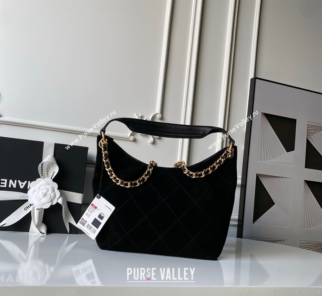 Chanel Suede Small Hobo Bag Black 2026 AS5970 (yezi-260204004)
