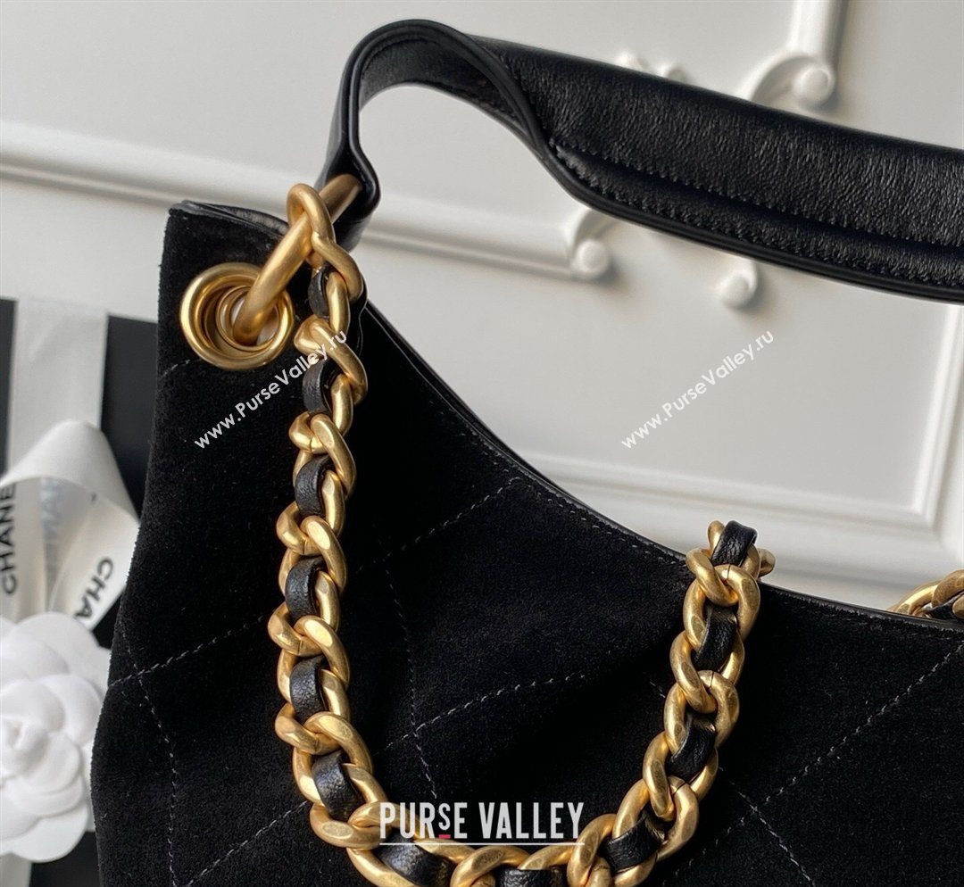 Chanel Suede Small Hobo Bag Black 2026 AS5970 (yezi-260204004)