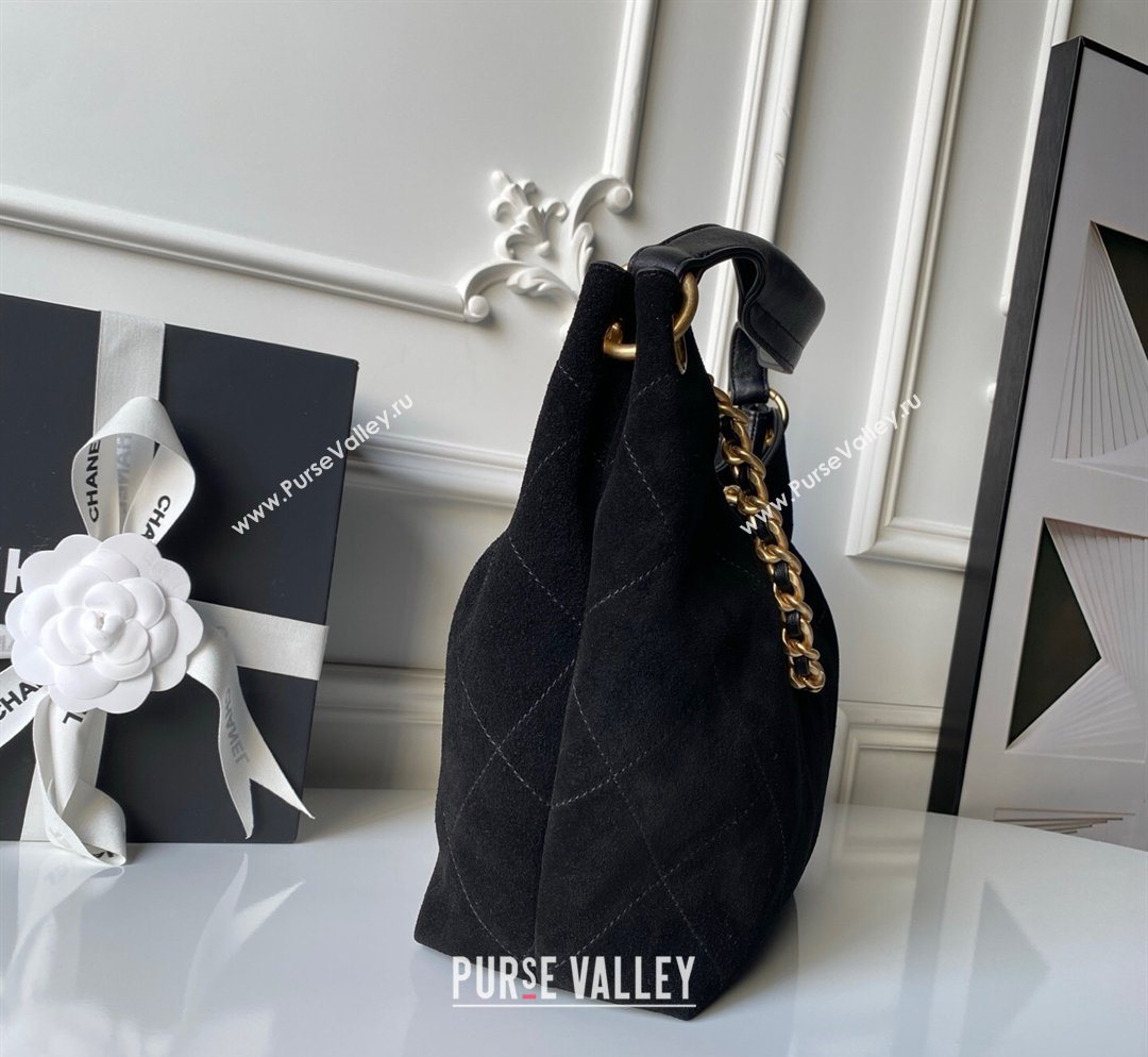 Chanel Suede Small Hobo Bag Black 2026 AS5970 (yezi-260204004)
