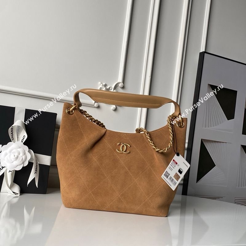 Chanel Suede Small Hobo Bag Light Brown 2026 AS5970 (yezi-260204005)