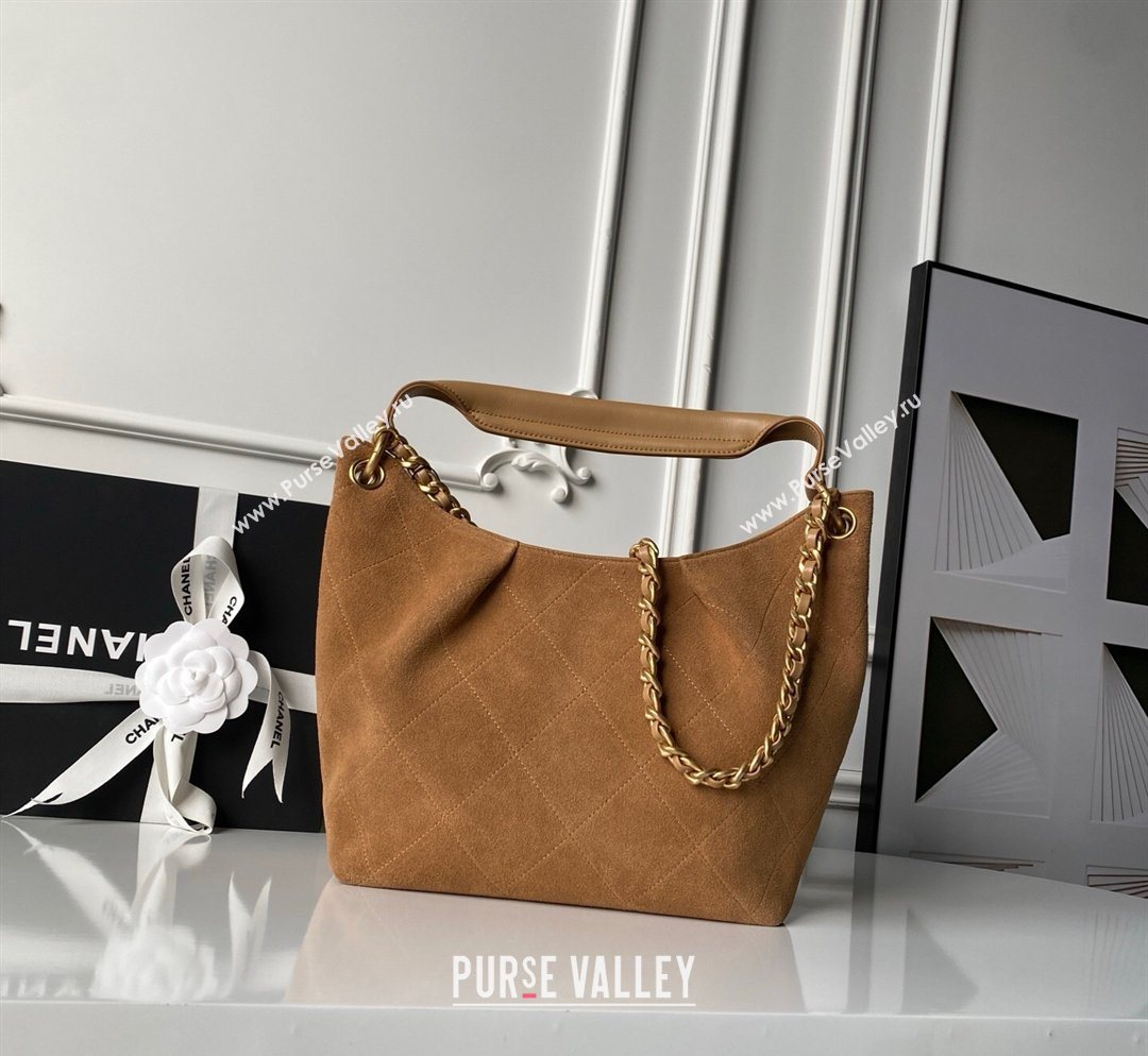 Chanel Suede Small Hobo Bag Light Brown 2026 AS5970 (yezi-260204005)