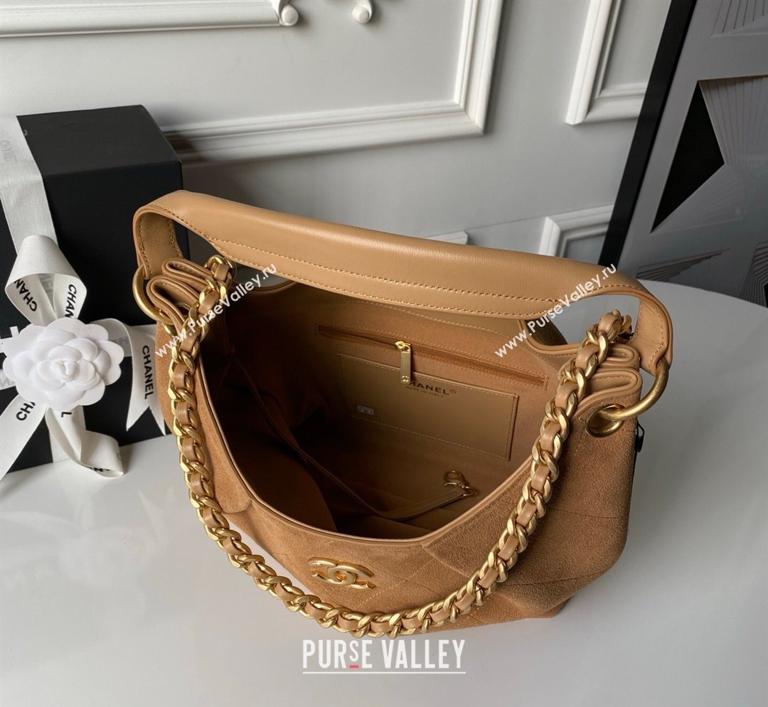 Chanel Suede Small Hobo Bag Light Brown 2026 AS5970 (yezi-260204005)