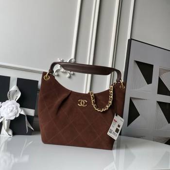 Chanel Suede Small Hobo Bag Dark Brown 2026 AS5970 (yezi-260204006)