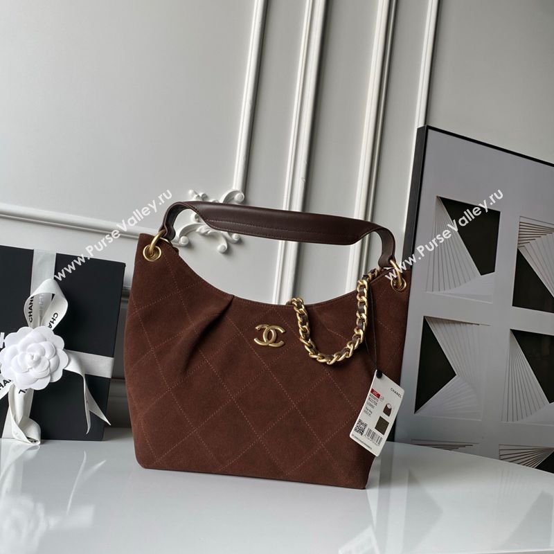 Chanel Suede Small Hobo Bag Dark Brown 2026 AS5970 (yezi-260204006)