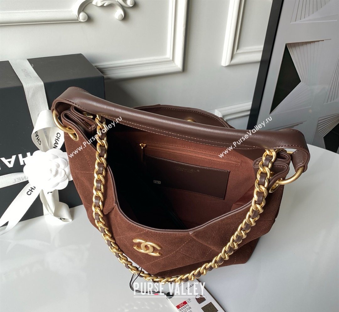 Chanel Suede Small Hobo Bag Dark Brown 2026 AS5970 (yezi-260204006)