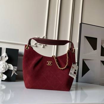 Chanel Suede Small Hobo Bag Red 2026 AS5970 (yezi-260204007)
