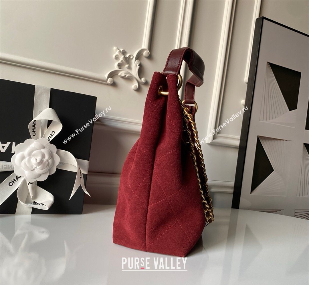 Chanel Suede Small Hobo Bag Red 2026 AS5970 (yezi-260204007)