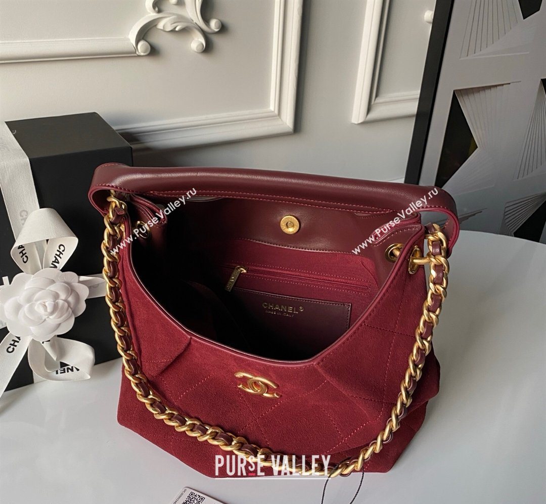 Chanel Suede Small Hobo Bag Red 2026 AS5970 (yezi-260204007)