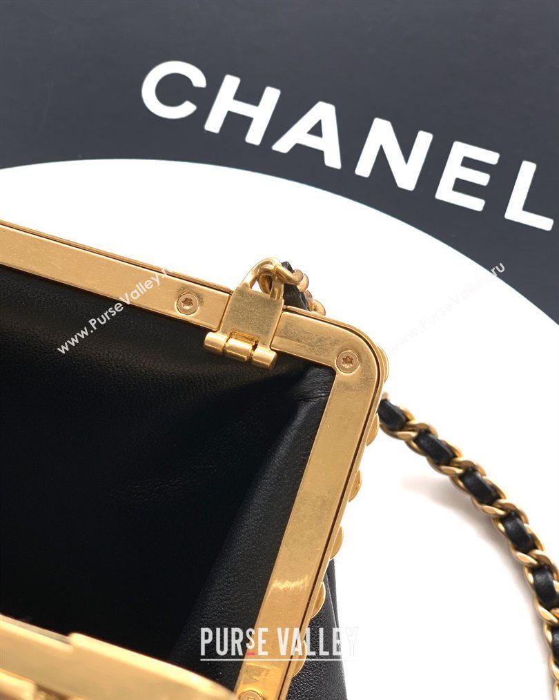 Chanel Lambskin Leather Pearls Clutch with Chain Black 2026 AS5912 (yezi-260203045)