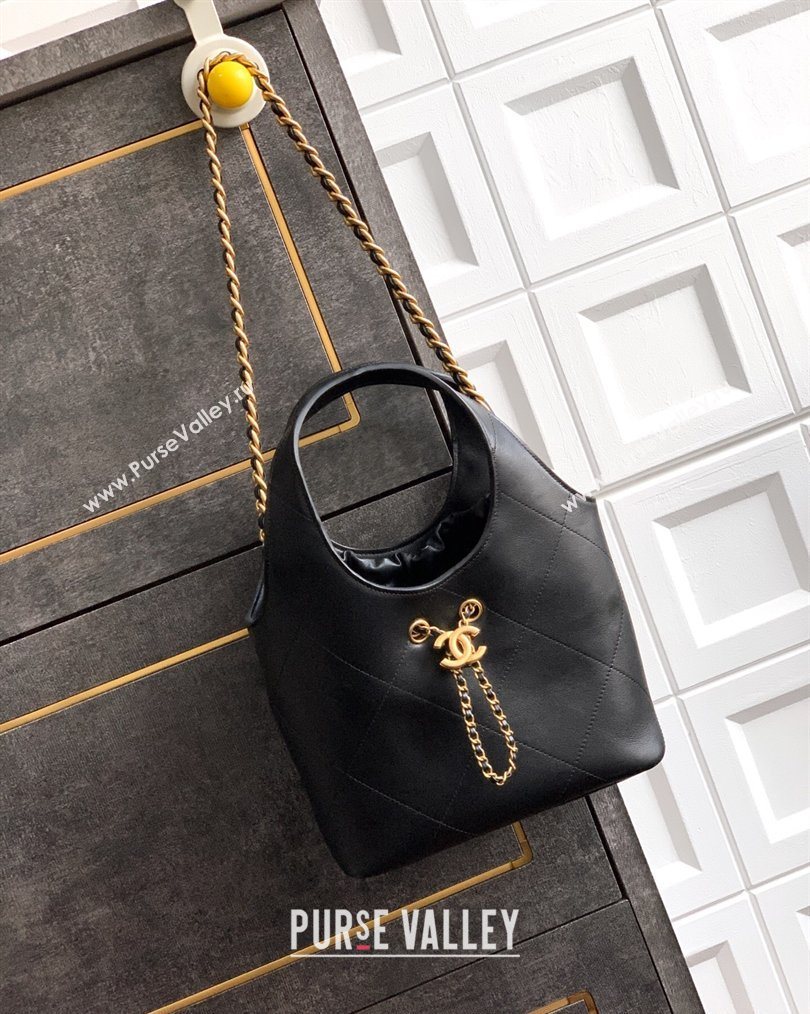 Chanel Calfskin Leather Small Shopping Bag Black 2026 AS6132 (yezi-260204055)