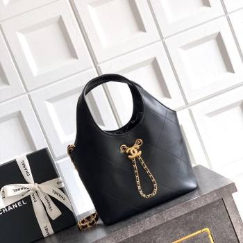 Chanel Calfskin Leather Small Shopping Bag Black 2026 AS6132 (yezi-260204055)