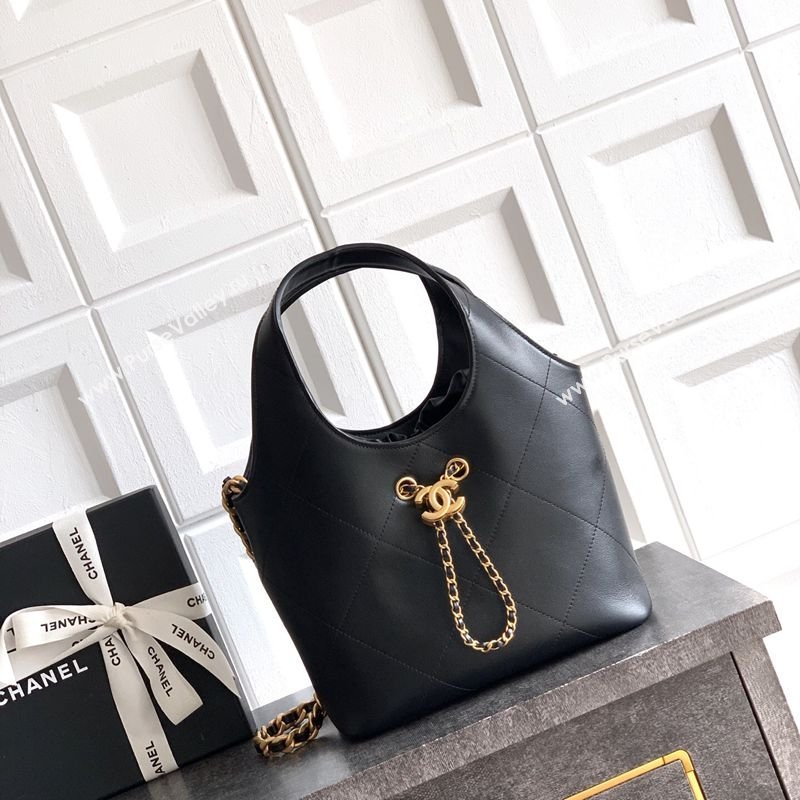 Chanel Calfskin Leather Small Shopping Bag Black 2026 AS6132 (yezi-260204055)