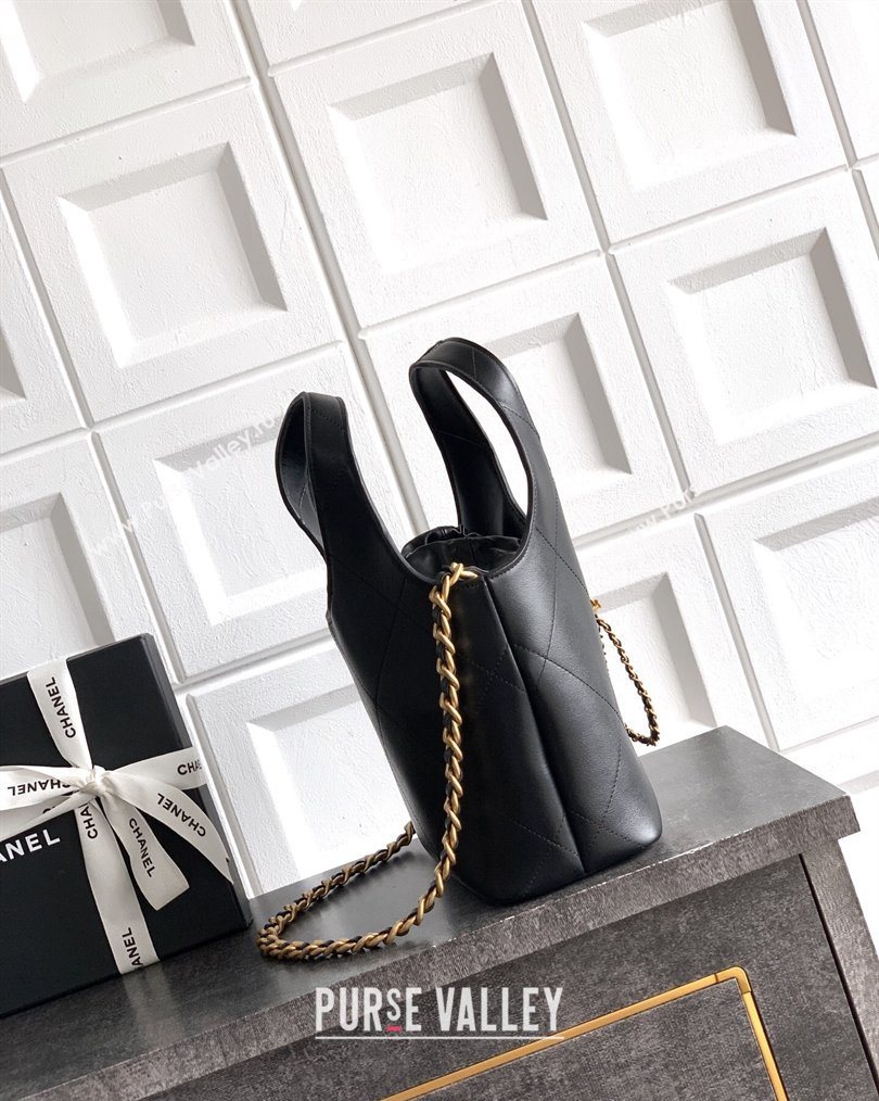 Chanel Calfskin Leather Small Shopping Bag Black 2026 AS6132 (yezi-260204055)