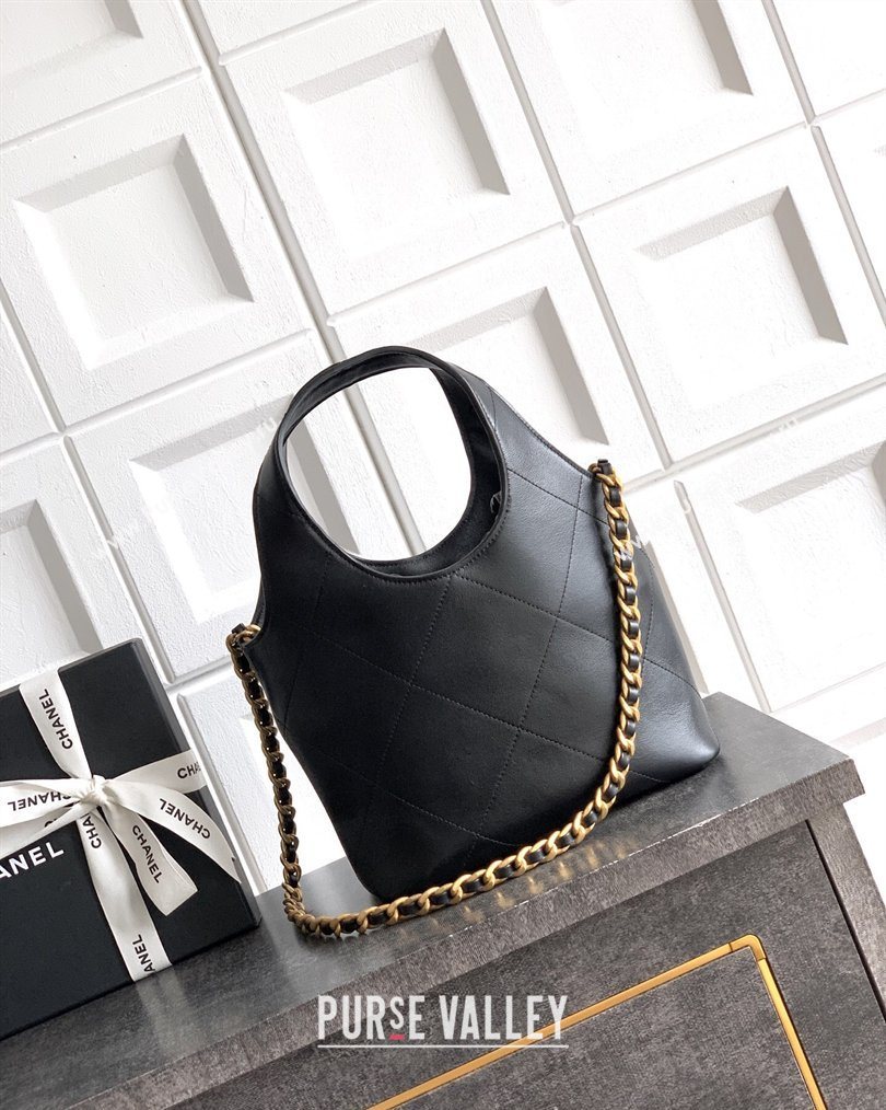 Chanel Calfskin Leather Small Shopping Bag Black 2026 AS6132 (yezi-260204055)