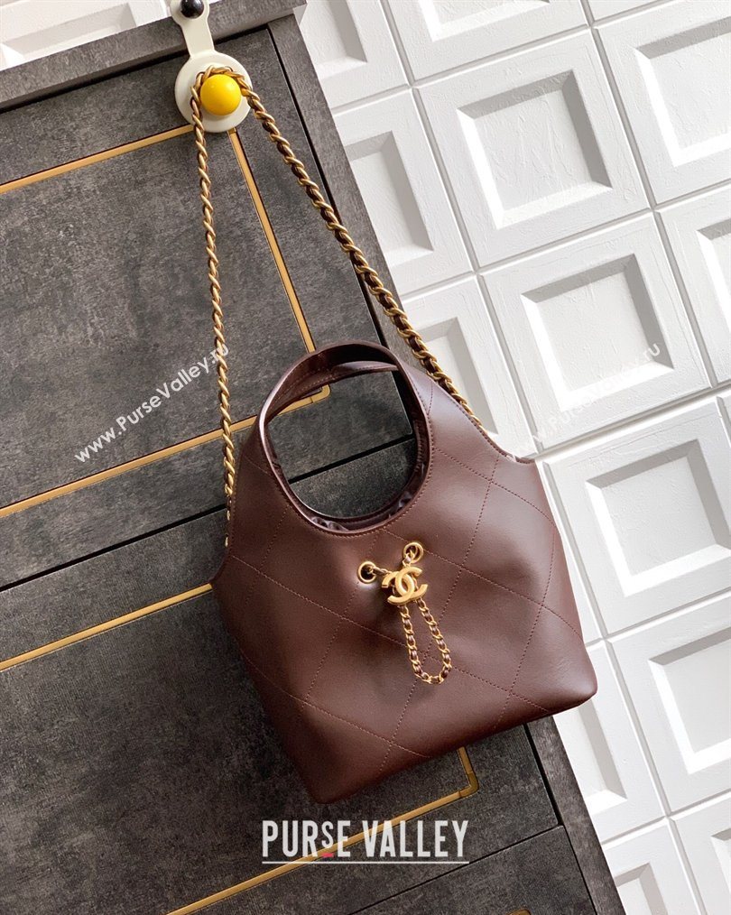 Chanel Calfskin Leather Small Shopping Bag Coffee 2026 AS6132 (yezi-260204056)