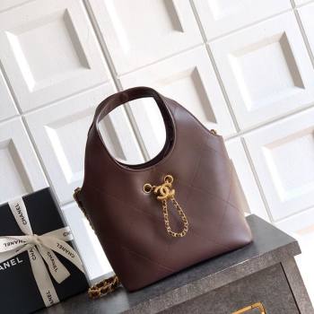 Chanel Calfskin Leather Small Shopping Bag Coffee 2026 AS6132 (yezi-260204056)