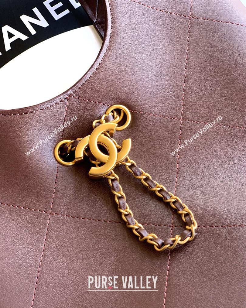 Chanel Calfskin Leather Small Shopping Bag Coffee 2026 AS6132 (yezi-260204056)