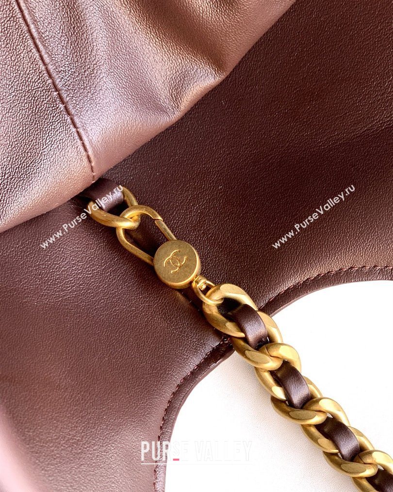 Chanel Calfskin Leather Small Shopping Bag Coffee 2026 AS6132 (yezi-260204056)