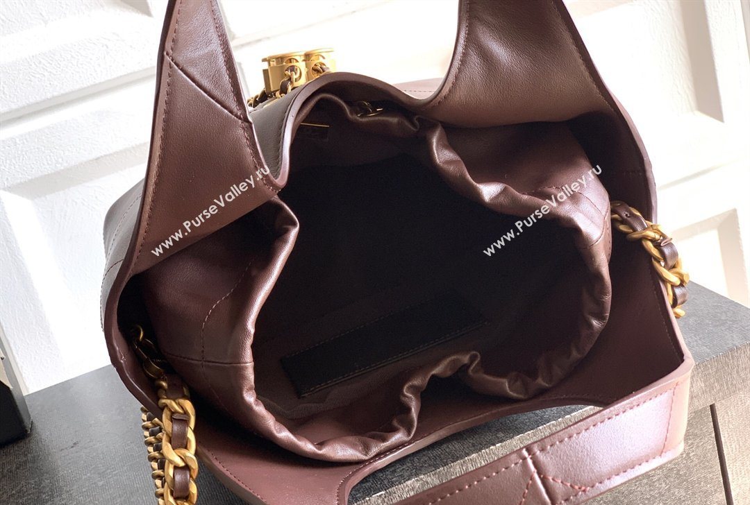 Chanel Calfskin Leather Small Shopping Bag Coffee 2026 AS6132 (yezi-260204056)