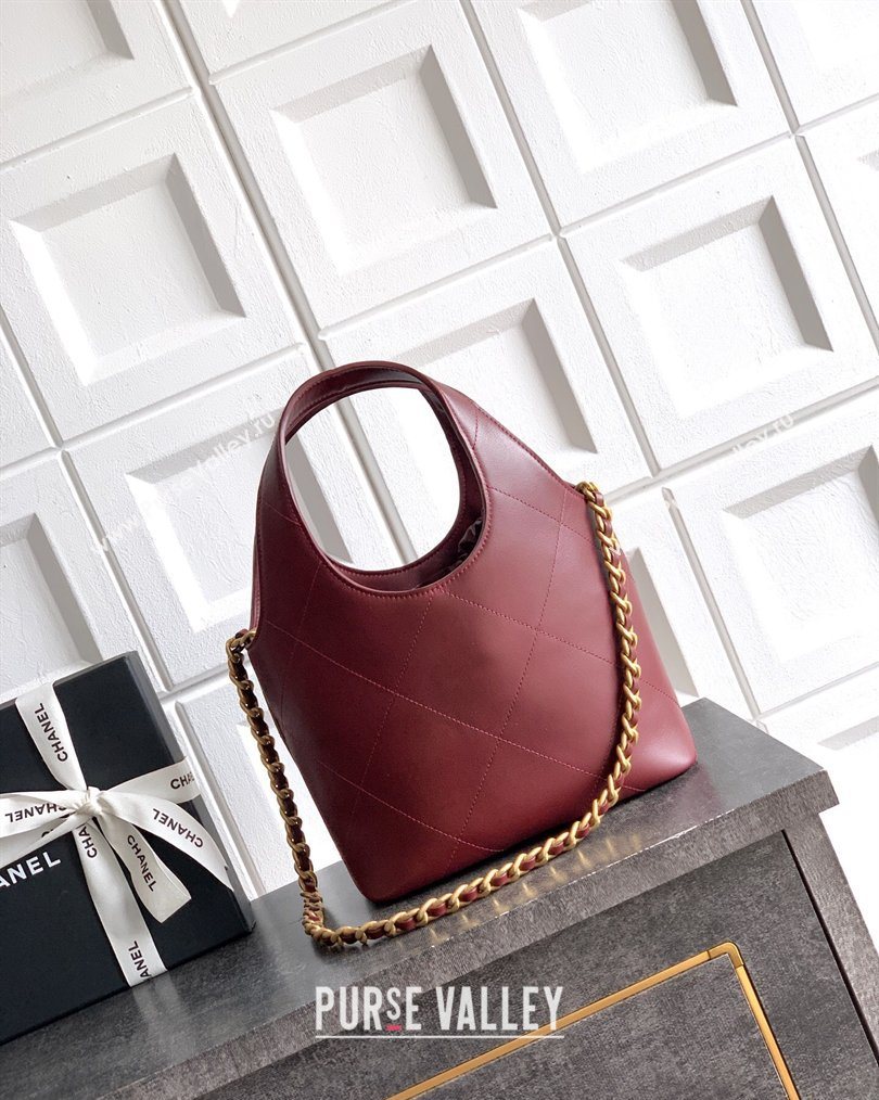 Chanel Calfskin Leather Small Shopping Bag Burgundy 2026 AS6132 (yezi-260204057)