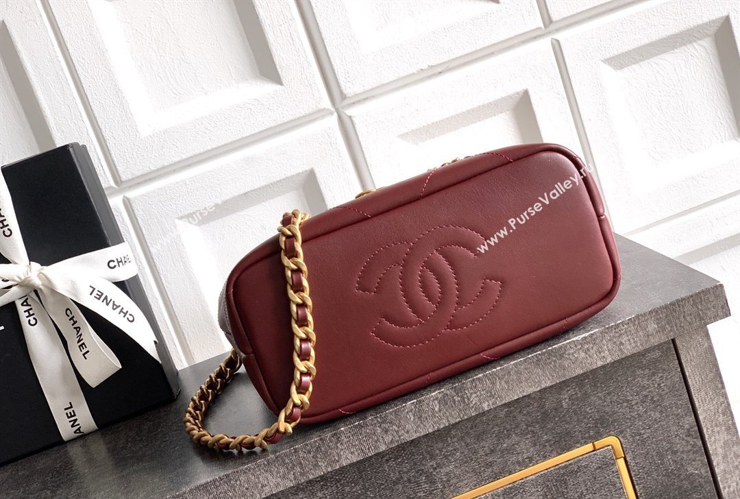 Chanel Calfskin Leather Small Shopping Bag Burgundy 2026 AS6132 (yezi-260204057)