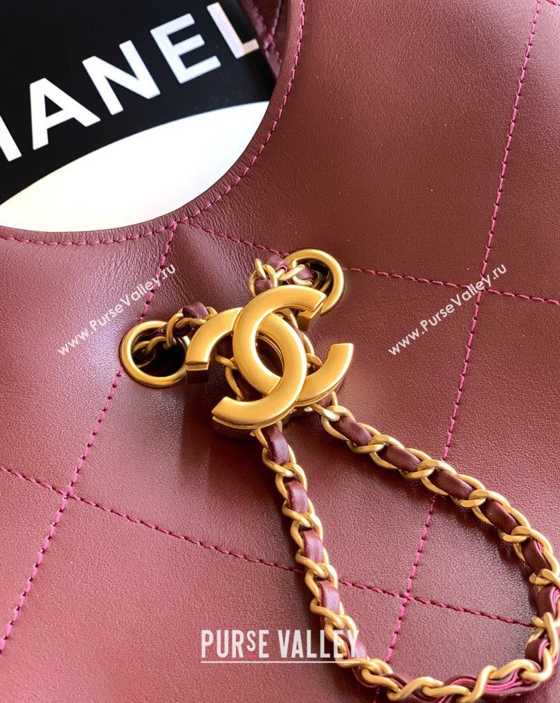 Chanel Calfskin Leather Small Shopping Bag Burgundy 2026 AS6132 (yezi-260204057)