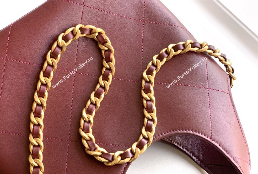 Chanel Calfskin Leather Small Shopping Bag Burgundy 2026 AS6132 (yezi-260204057)