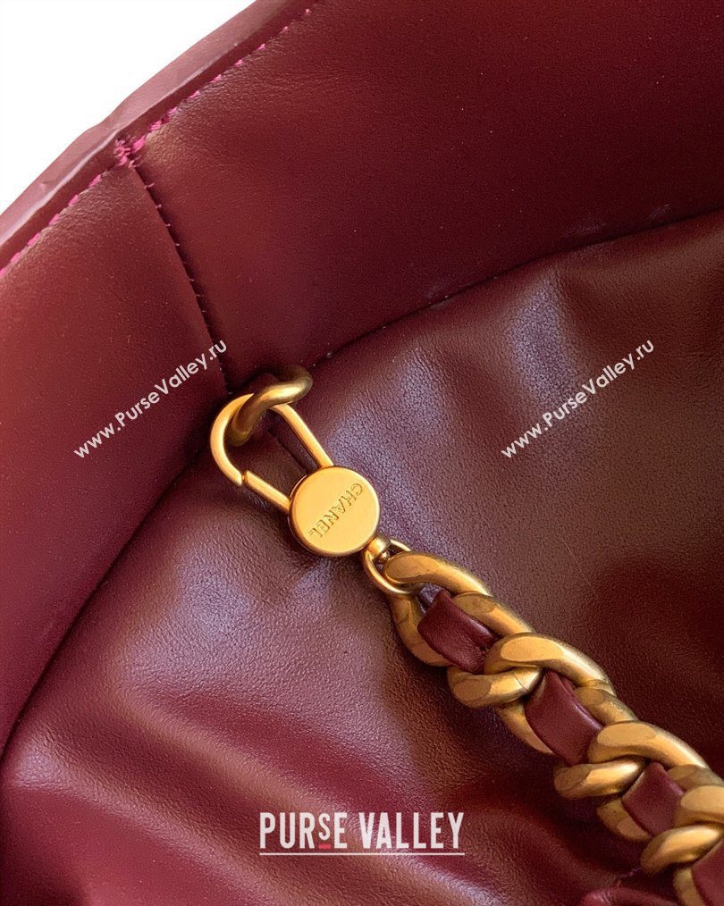Chanel Calfskin Leather Small Shopping Bag Burgundy 2026 AS6132 (yezi-260204057)