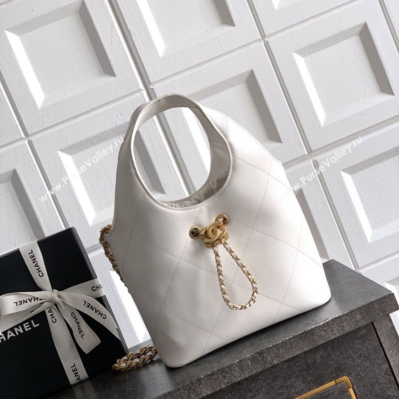 Chanel Calfskin Leather Small Shopping Bag White 2026 AS6132 (yezi-260204058)