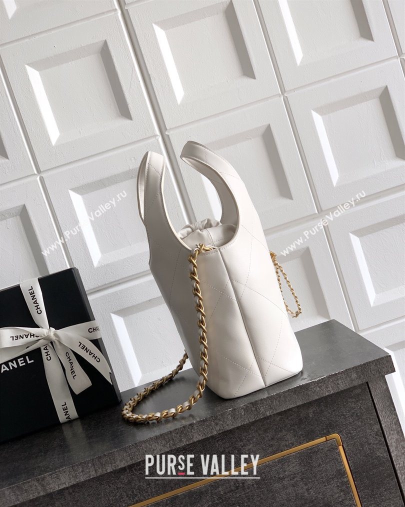 Chanel Calfskin Leather Small Shopping Bag White 2026 AS6132 (yezi-260204058)