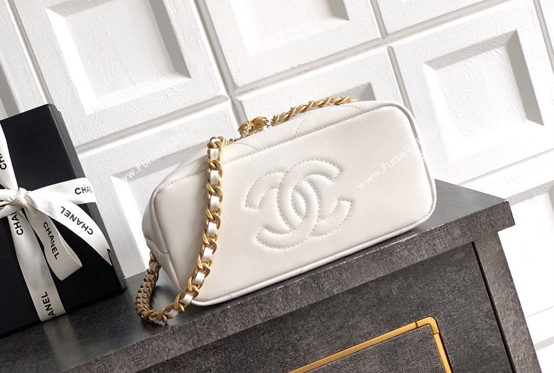 Chanel Calfskin Leather Small Shopping Bag White 2026 AS6132 (yezi-260204058)